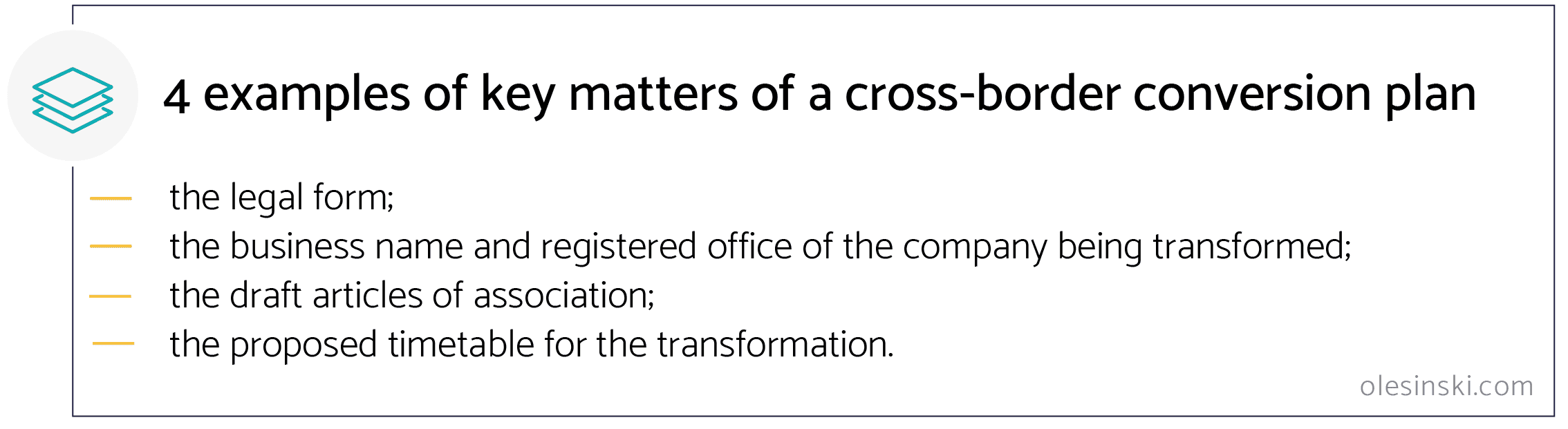 4 examples of key matters of a cross-border conversions pl