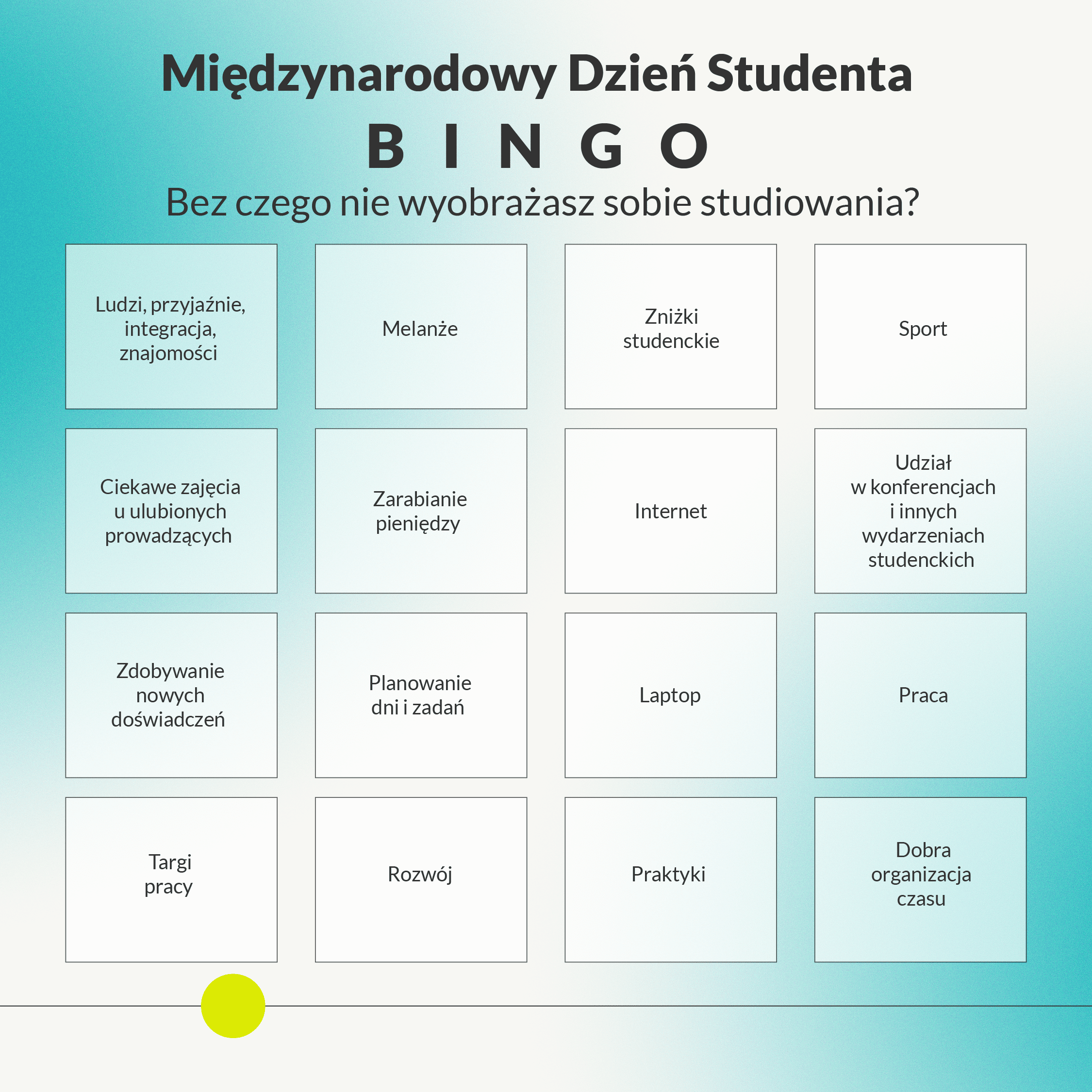bingo międzynarodowy dzień studenta 