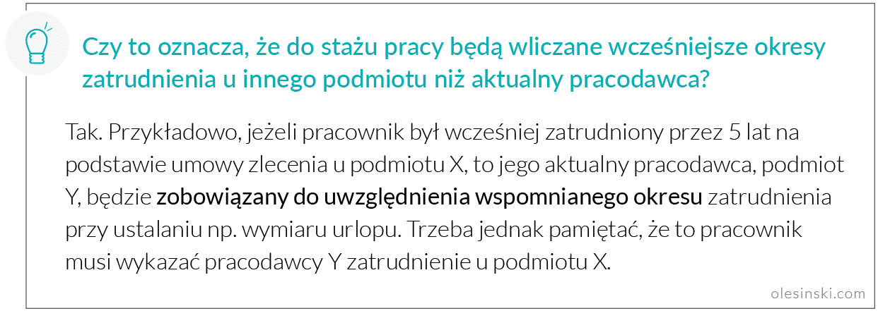 Staż pracy - zmiany