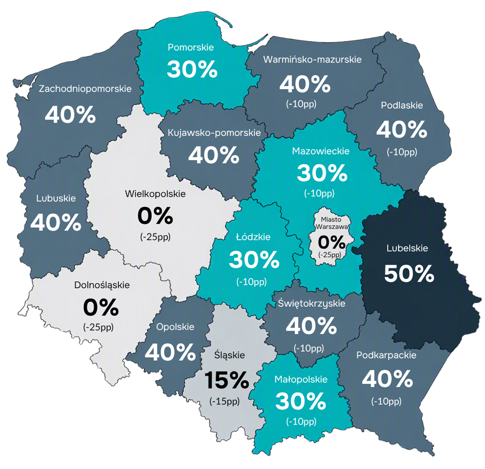 Mapa pomocy regionalnej na lata 2028-2034
